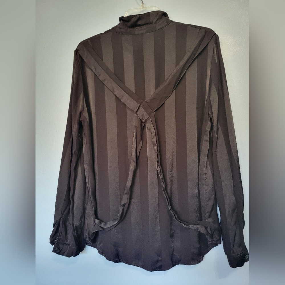 Le Mont St Michel Huckberry Womens Striped Button Shirt Black Size 40 US M